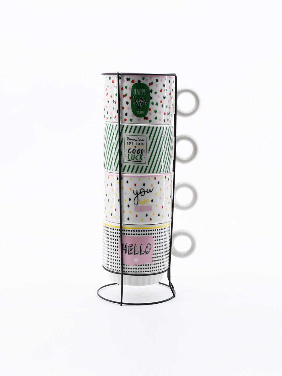 TAZAS GOOD LUCK SET X 4 - ESTAMPADO 1 