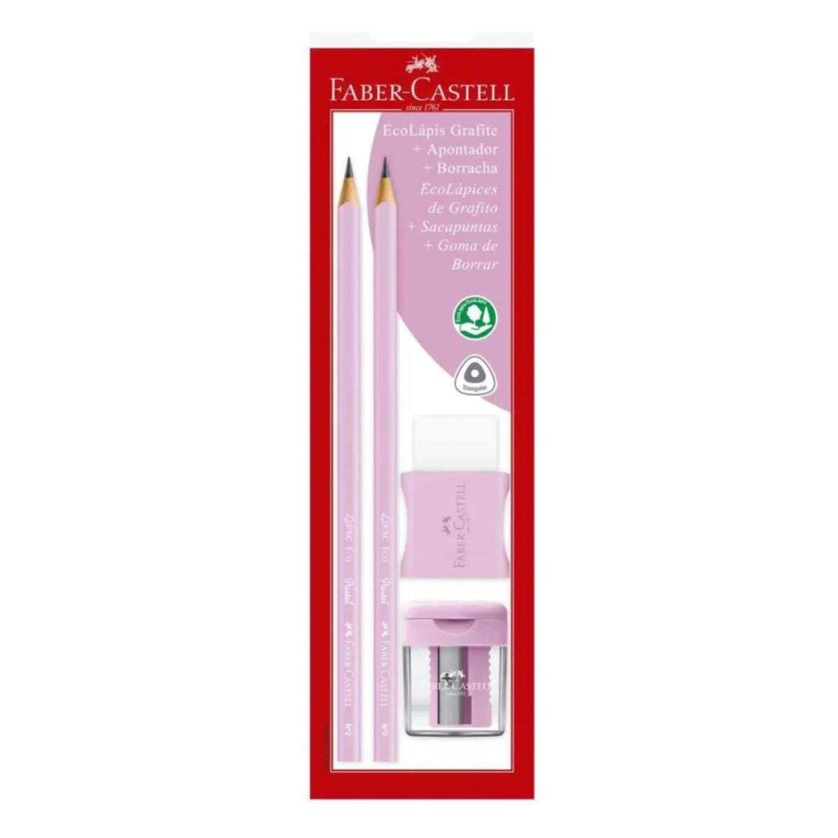 Set Faber Castell Pastel Lapiz, Goma y Sacapuntas - Rosado 