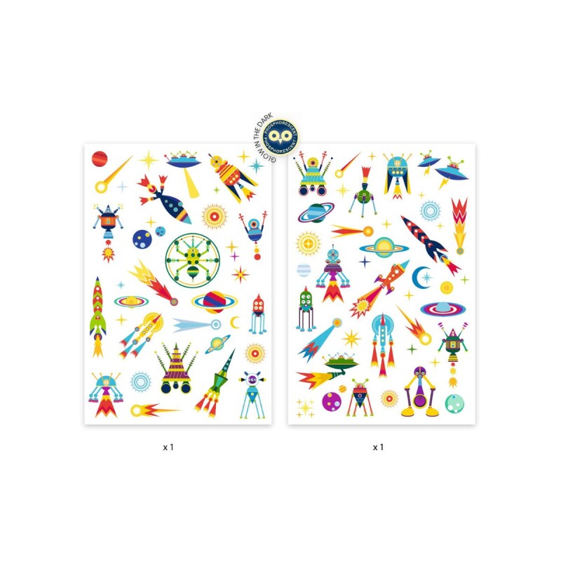 Set x50 Tatuajes removibles para niños Espacio