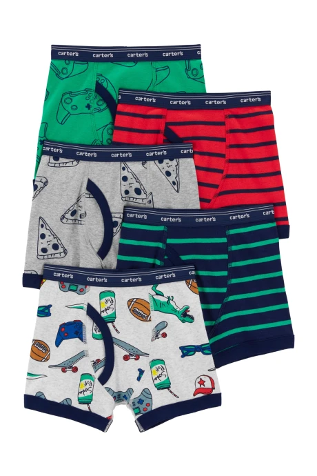 Pack cinco calzoncillos bóxer de algodón estampados Pack cinco calzoncillos bóxer de algodón estampados