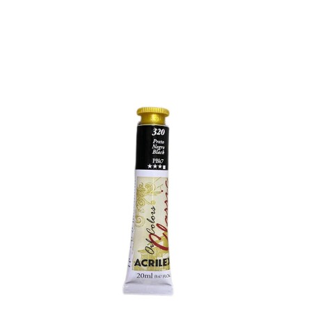 Pintura al Óleo para Lienzo Acrilex 20 ml (Tonos Negros) 320 Negro