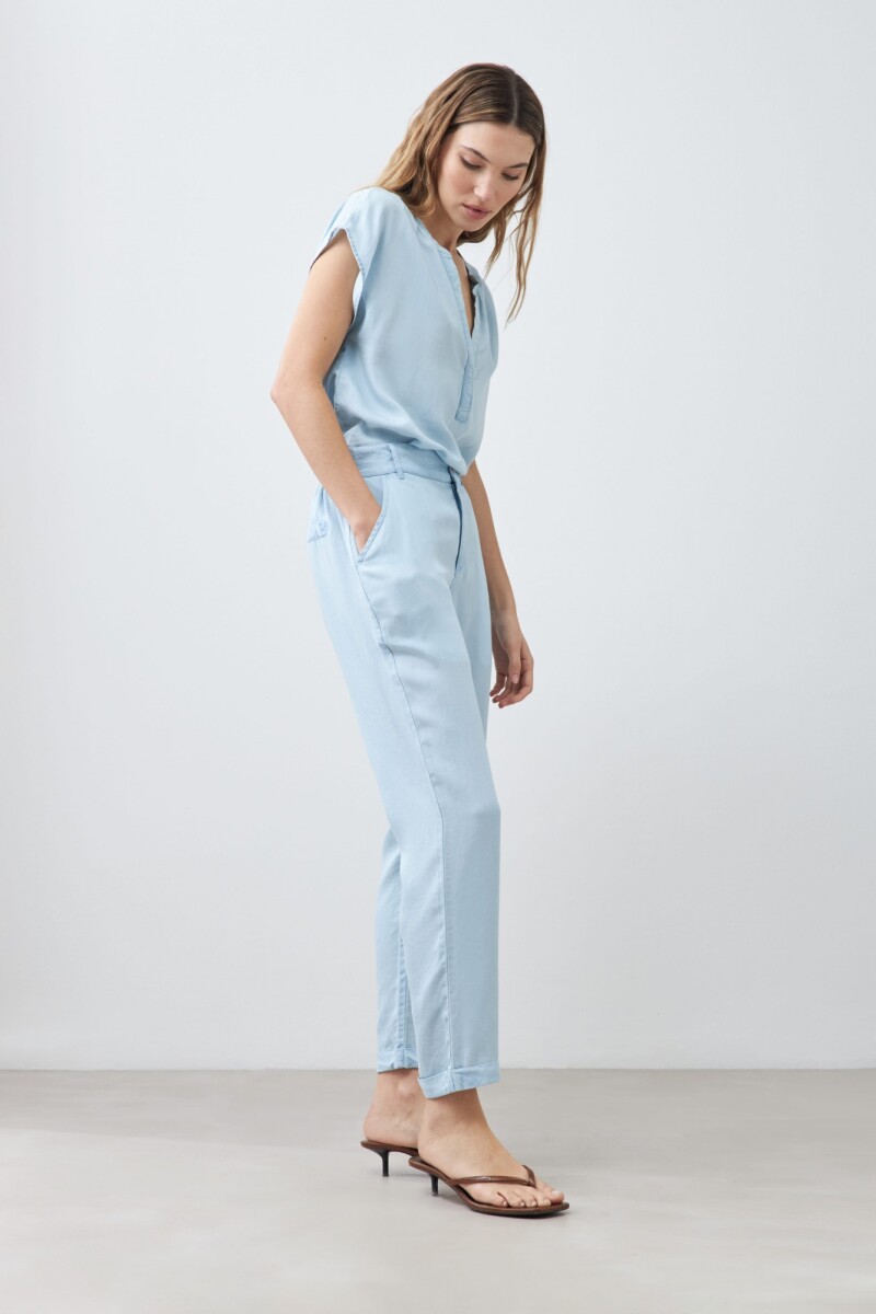 Pantalón pijama de lyocell azul claro