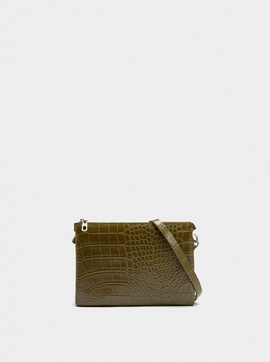 Bolso Bandolera Con Grabado Animal - caqui 