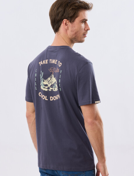 REMERA ESTAMPADA DE ALGODÓN Azul