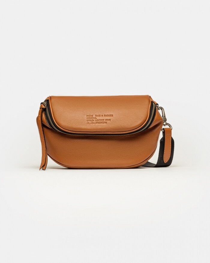Bandolera Soft en cuero graneado Marron