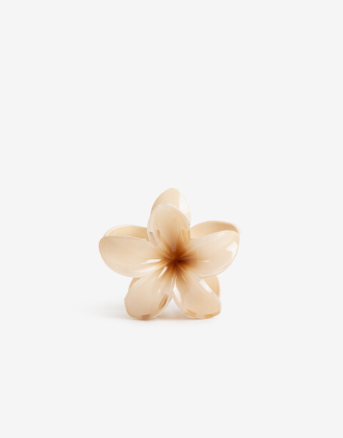 Broche Flores Broche Acrílico Flor Hawaiana - Blanco Crudo