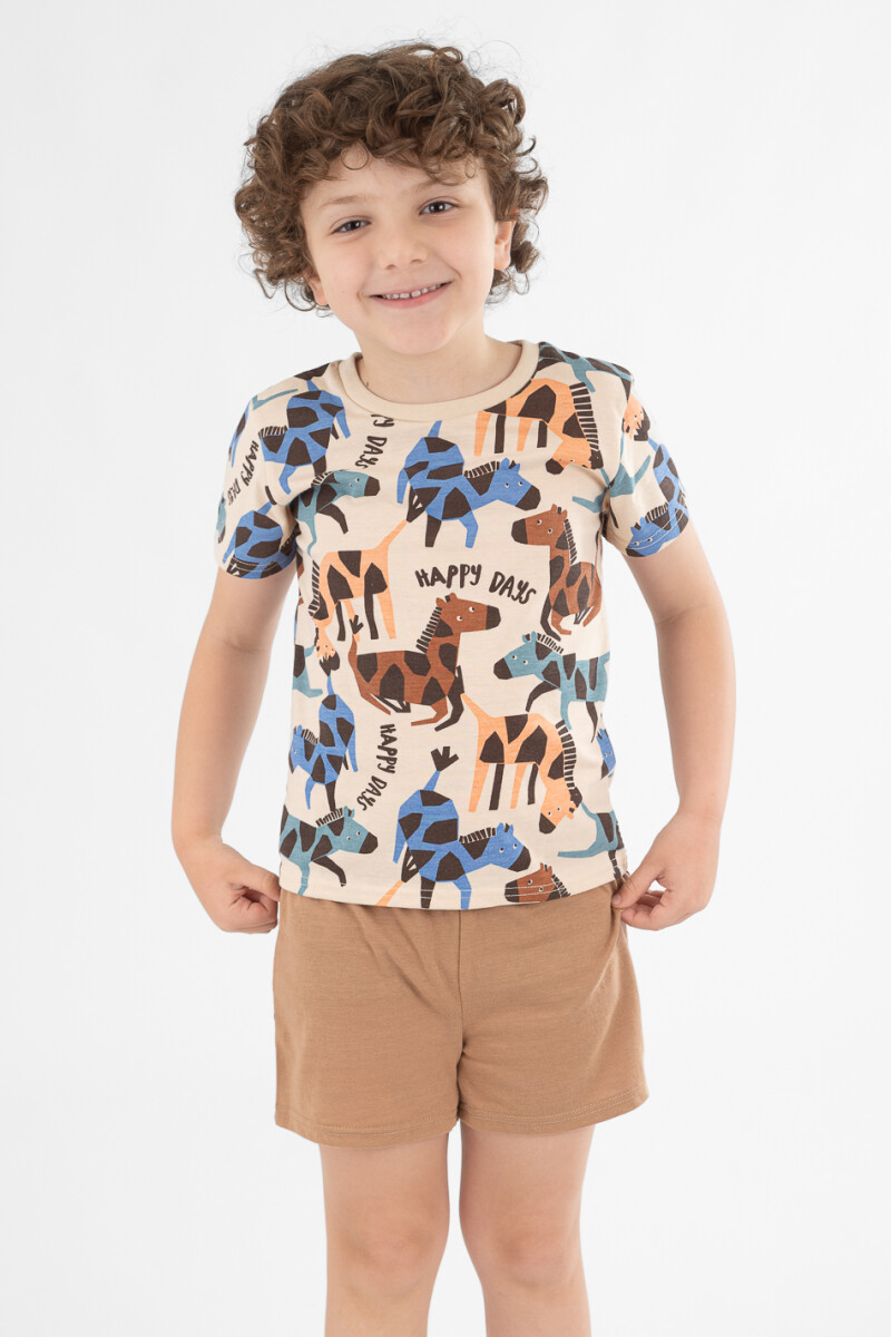 Pijama infantil happy days - Marfil 