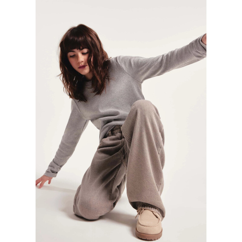 BLUSA ML FEM CINZA MESCLA