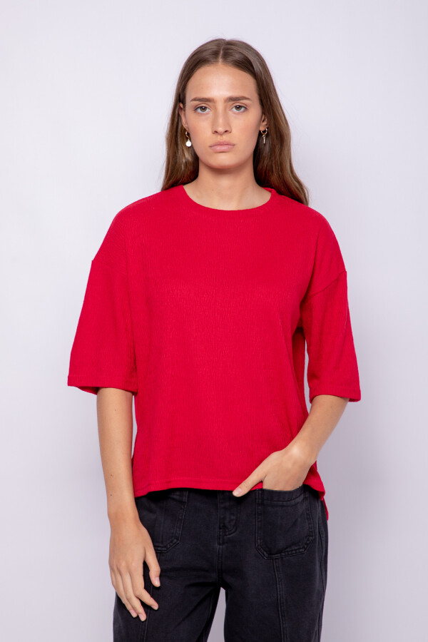 REMERA BLANCA Rojo Oscuro
