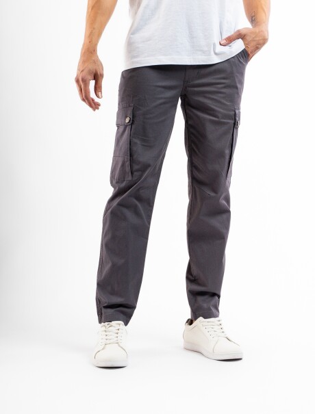 Pantalón Algodón Cargo Slim Gris