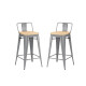 Pack 2 Taburetes Tolix con Respaldo y Asiento de Madera Lumax Gris