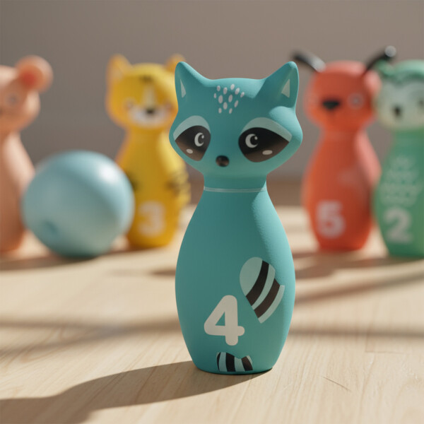 Juego De Bolos Infantil Bowling 5 Pinos + 1 Bola Para niños Diseño 1