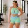 Conjunto deportivo Luz – Top + calza corta de lycra VerdeCeleste