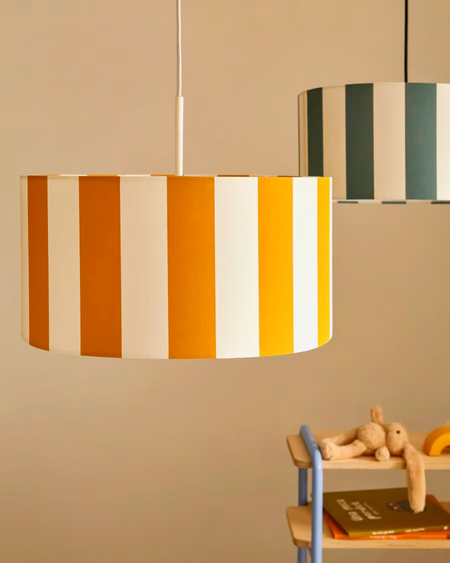 Pantalla para lámpara de techo Ciral con rayas amarillo y blanco Ø 40