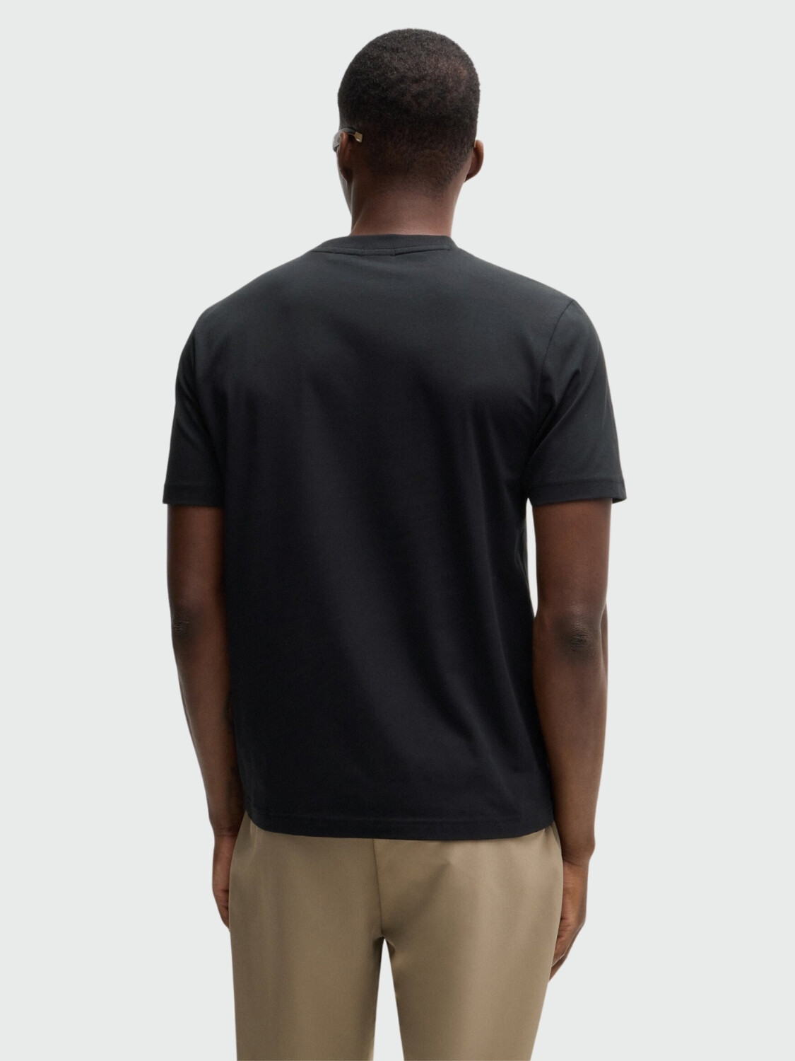 BOSS Camiseta de Algodón Elástico con Arte de Bandera Negro