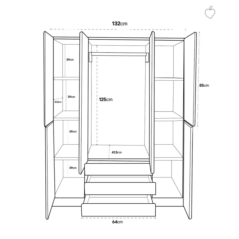 Ropero Madera Pino Macizo 6 Puertas Placard - Nogal Ropero Madera Pino Macizo 6 Puertas Placard - Nogal