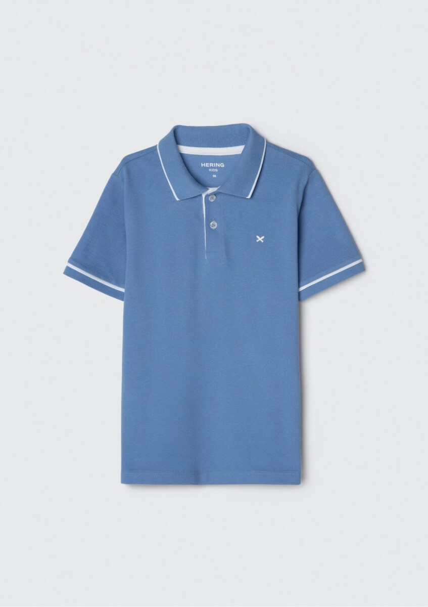 POLO INFANTIL CON LOGO BORDADO - CELESTE 