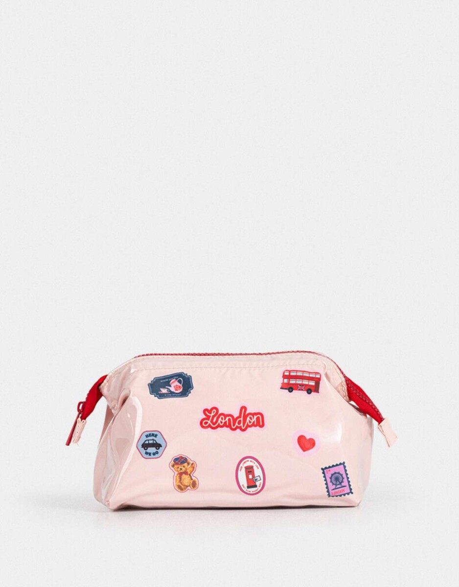 Portacosméticos Vinilo Flores - Blanco Crudo 