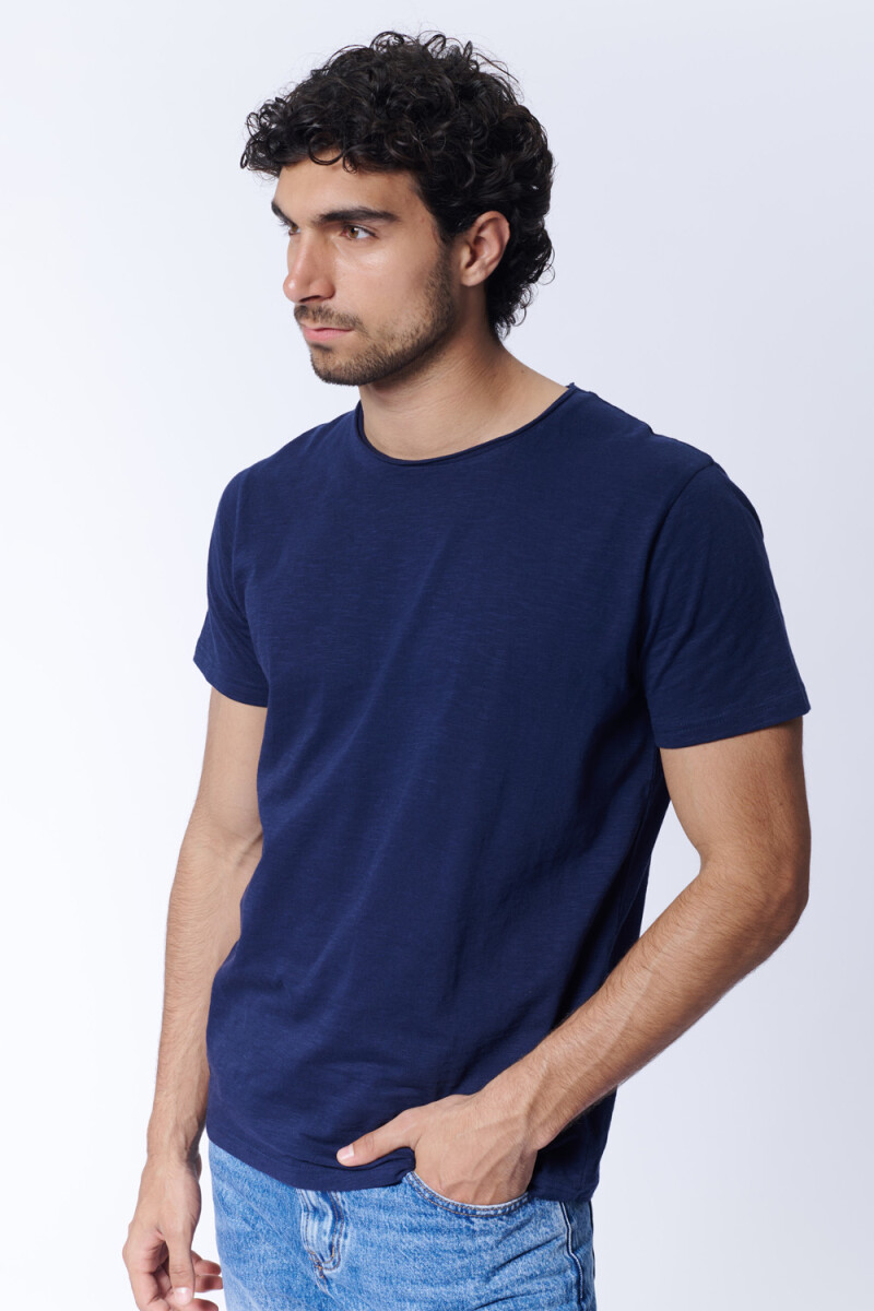 Remera Slub Azul Marino