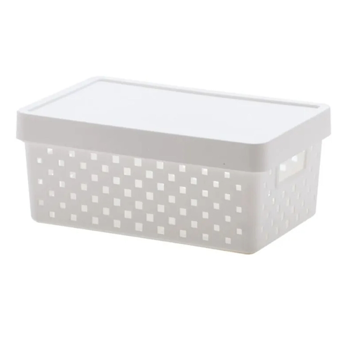 Caja Canasto Organizador Quadratta con Tapa en PP 29x19x12Cm - Blanco 