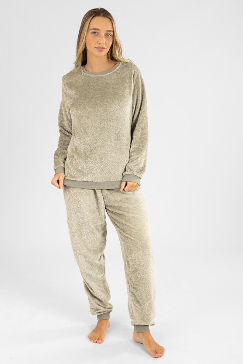 Pijama leopard fleece - Gris claro 