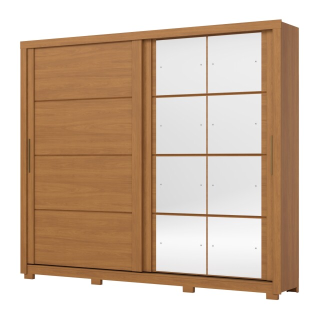 ROPERO PALACE 2 PUERTAS 4 CAJONES INTERNOS 2 ESPEJOS GUARDARROPA CLOSET ARMARIO COLOR MADERA