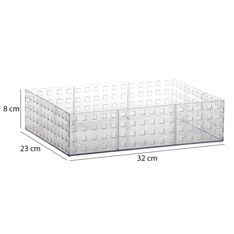 Caja Organizadora Apilable Quadratta Símil Cristal 32x23x8Cm Transparente
