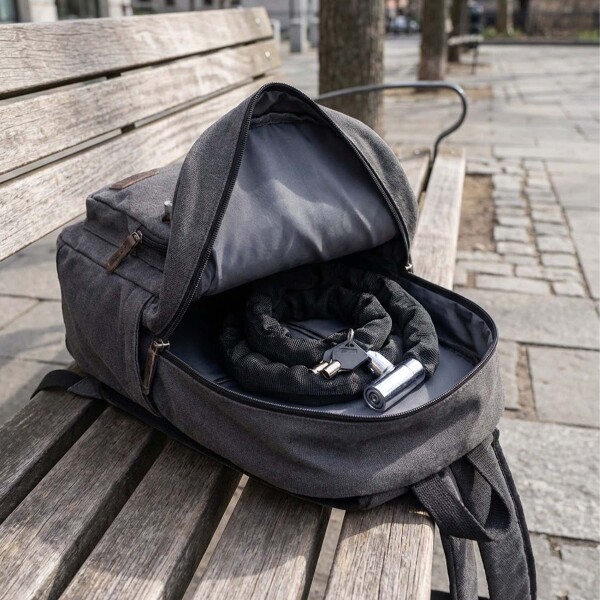 Cadena Candado Para Bici Moto Antirrobo Acero Forrada 80cm Color Negro