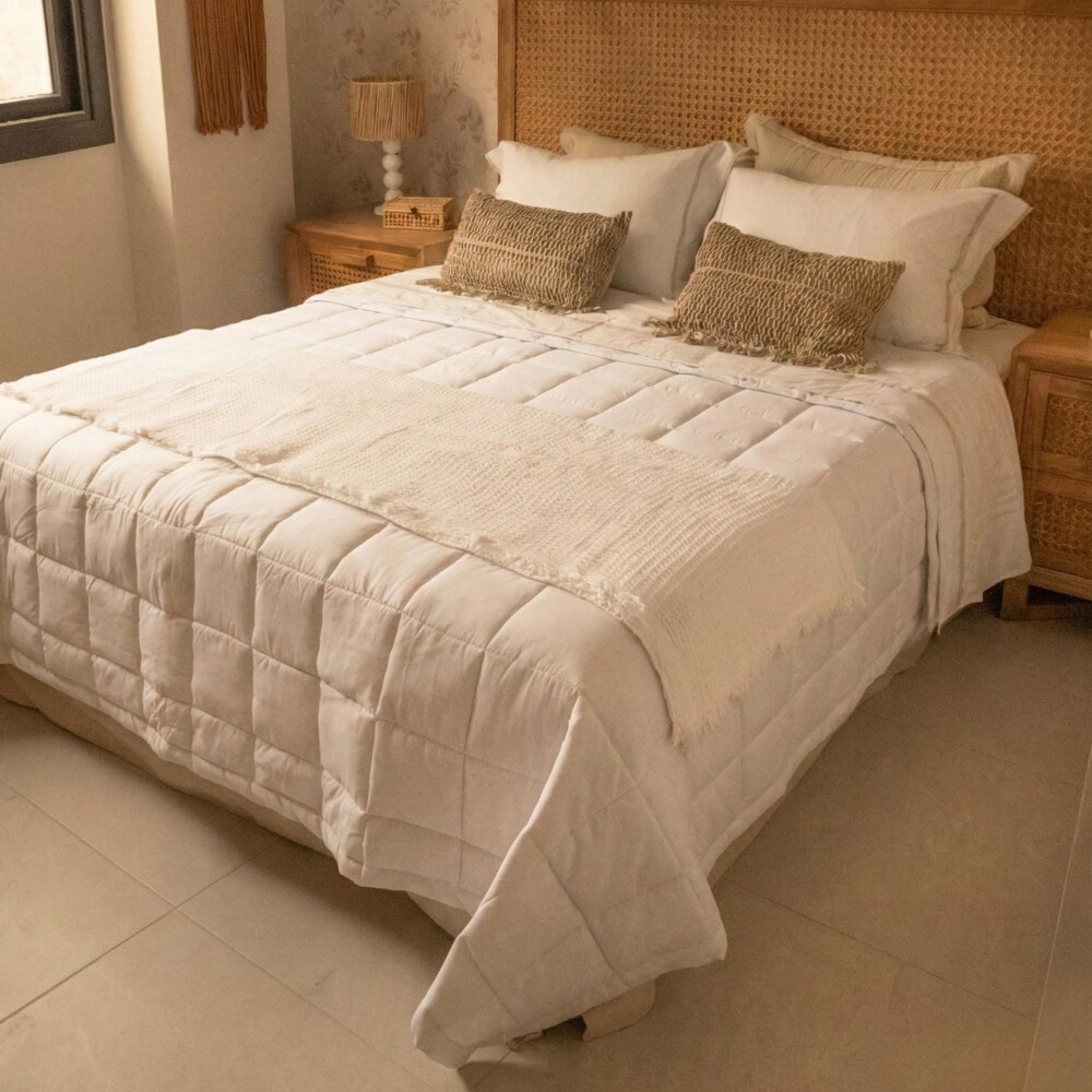 Acolchado mas Fundas Queen - Basic 200 Hilos Blanco