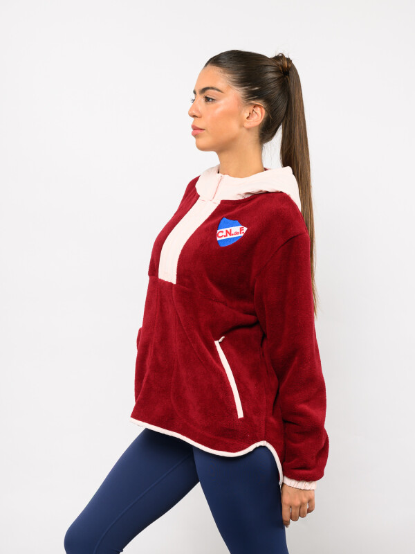 Buzo Polar Medio Cierre Ámbar Nacional Mujer Beige, ordeaux