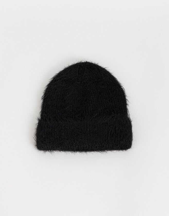 Gorro Romántico Gorro Efecto Peluche - Negro