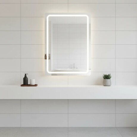 Espejo Vertical Lumax c/marco desempañador y Luz 90x70cm Blanco