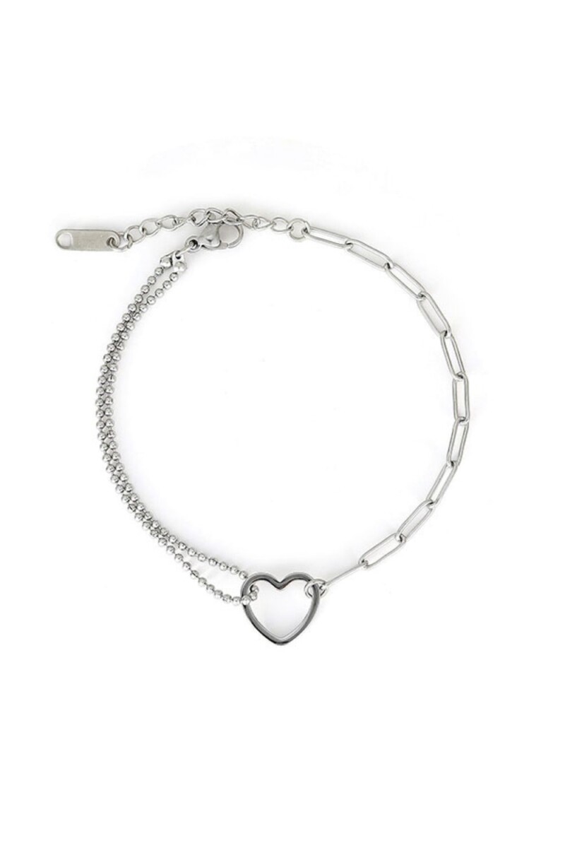 Pulsera de acero corazón - Plateado 