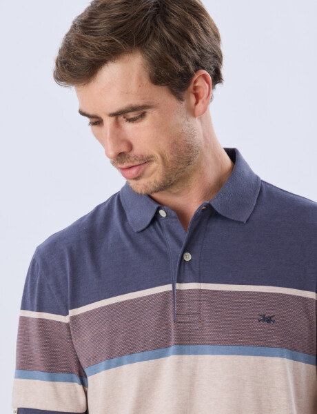 REMERA POLO RAYADA JERSEY Azul