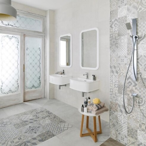 CERAMICA REVESTIMIENTO MATE GRIS HIDRAULICO 31.6X90 LINEA GAMAS DE GRIS