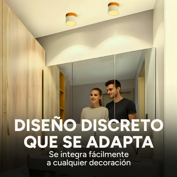 Plafón LED Techo 11 cm Madera Nórdico Luz Fría 10W Pack X 2 Blanco Cálida