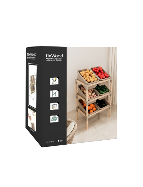 ESTANTERIA 6 CONTENERDORES 90X55X39CMS MEDERA Y PP ESTANTERIA 6 CONTENERDORES 90X55X39CMS MEDERA Y PP