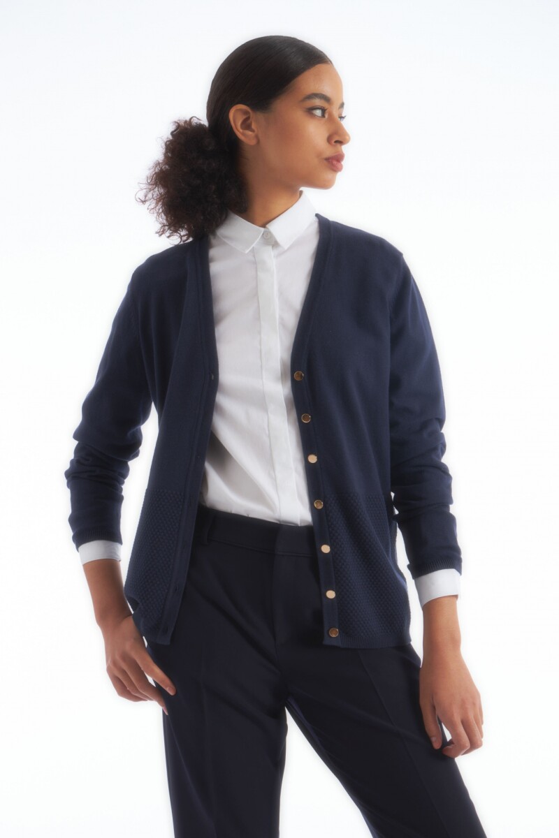 Cardigan con detalle estructura azul marino