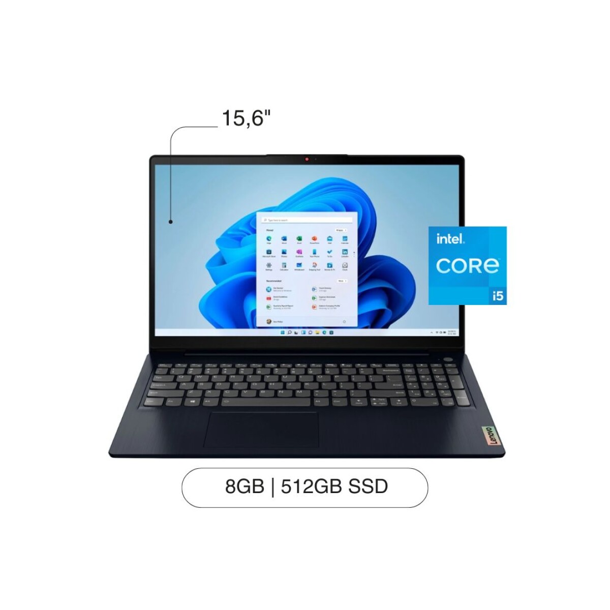 Lenovo Ip 3i 15.6'fhd/touch/i5/8gb/512gb/ssd/w11 Blue (82h803sbus) 