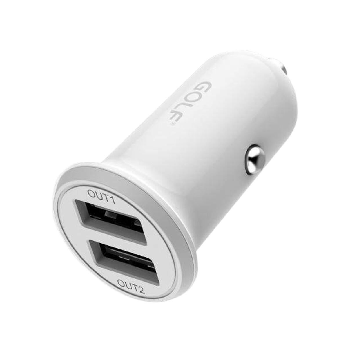 Cargador para Auto Doble USB 3.4A para Celular y Tablet Golf GF-C6 - Blanco 
