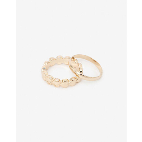 Set Anillos Metal Corazón Dorado