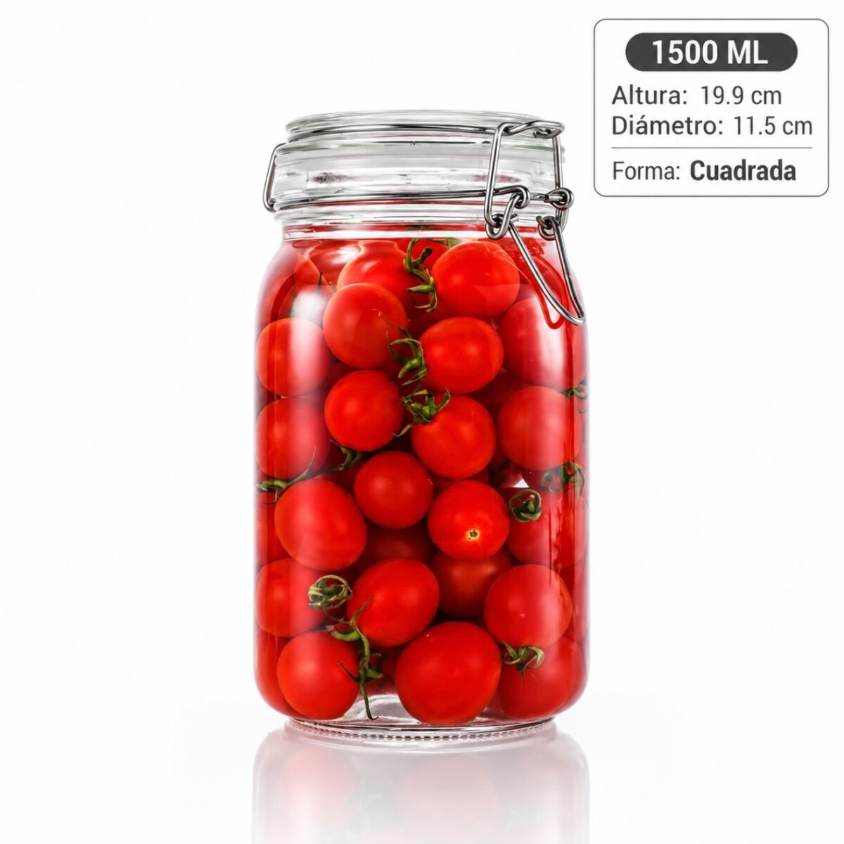 Frasco de Vidrio Hermético Multiuso con Tapa y Cierre Metálico 1500ML 