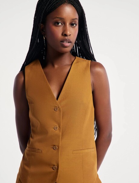 CHALECO SASTRERO DE LINO MARRÓN