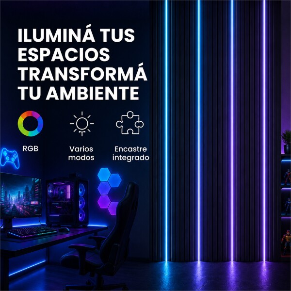 Luz LED Panel WPC RGB Varios Modos 100 cm RGB