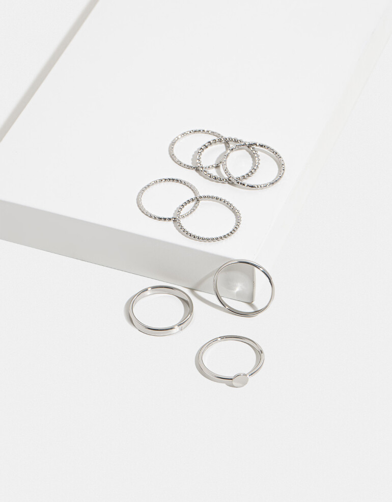Sets Anillos Set De Anillos - Plateado Rodio