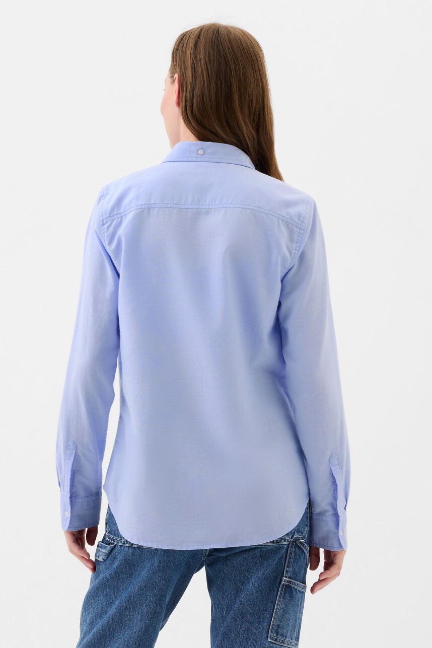 Camisa Con Bolsillo Logo Gap Mujer Light Blue