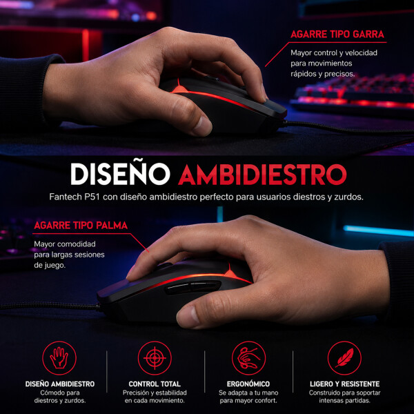 Combo Gamer Kit 5 En 1 Fantech Teclado Mouse Vincha Par Y Soporte P51 KIT GAMER 5 EN 1 P51 FANTECH POWER BUNDL