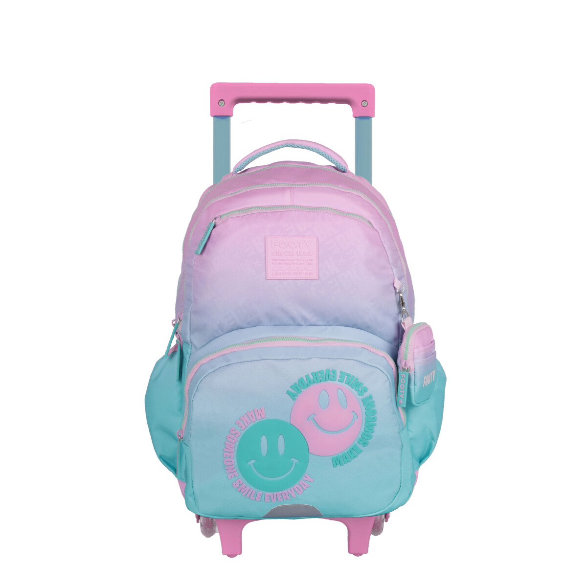 Mochila Footy Smile Everyday con Carro - Rosa - Verde Agua 