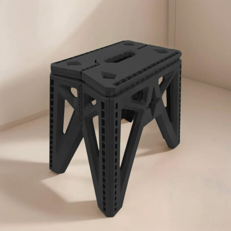 Banqueta Plegable Plástica Reforzada Compacto Negro