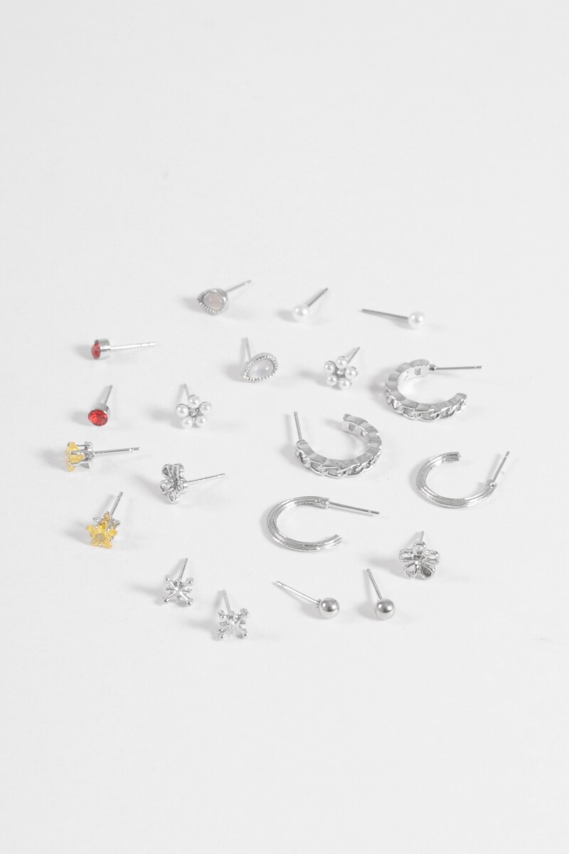 Set de 10 pins variados plateado